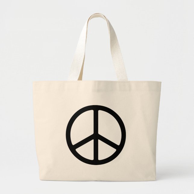 Grand Tote Bag Symbole de paix noir mince (Devant)