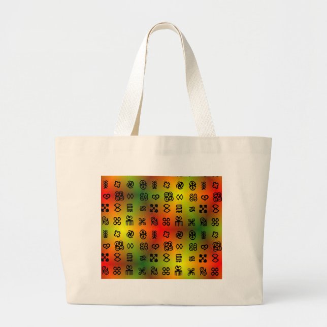 Grand Tote Bag Symboles Adinkra Aux Couleurs Africaines (Devant)