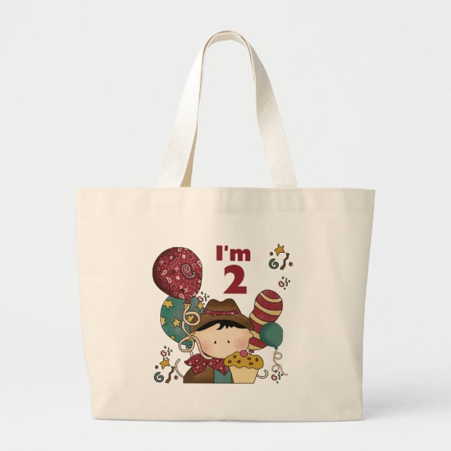 Grand Tote Bag T-shirts et cadeaux Cowboy 2e anniversaire (Devant)