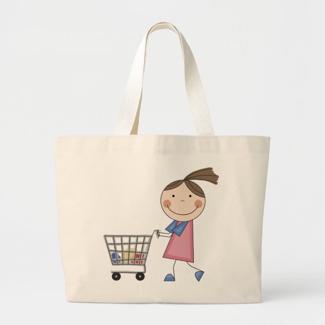 Grand Tote Bag T-shirts et cadeaux d'achats de fille (Devant)