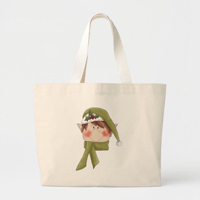 Grand Tote Bag T-shirts et cadeaux Elf de vacances (Devant)