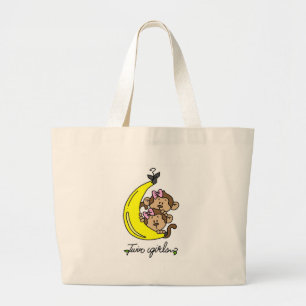 Grand Tote Bag T-shirts et cadeaux jumeaux de filles de singes