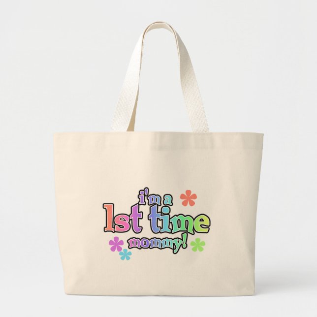 Grand Tote Bag T-shirts et cadeaux Mommy-Rainbow 1st Time (Devant)