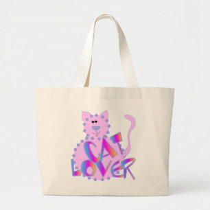 Grand Tote Bag T-shirts et cadeaux roses d'amoureux des chats