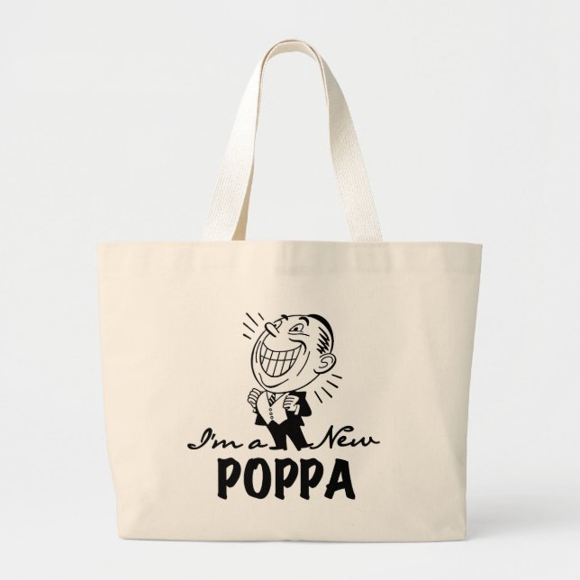 Grand Tote Bag T-shirts et cadeaux Smiling New Poppa (Devant)