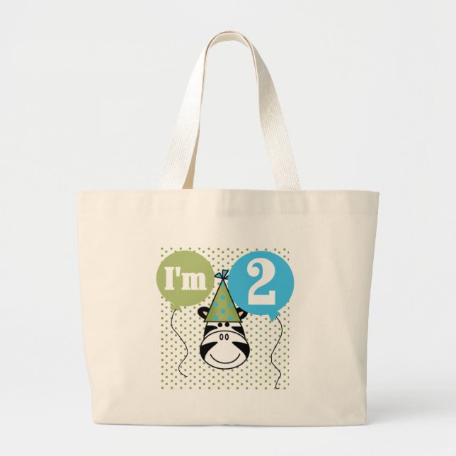 Grand Tote Bag T-shirts et cadeaux Zebra 2e anniversaire (Devant)