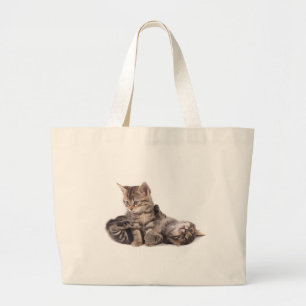 Grand Tote Bag tabby kittens playing