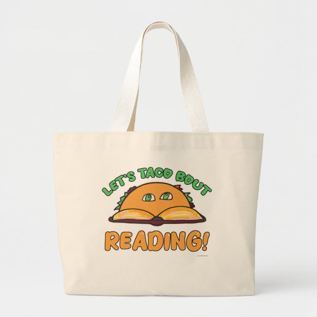 Grand Tote Bag Taco Bout Lecture amusant livre Lover Cartoon (Devant)
