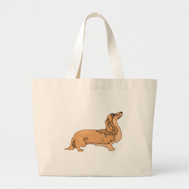 Grand Tote Bag Teckel aux cheveux longs (Devant)