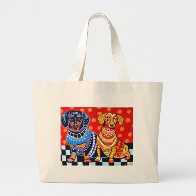 Grand Tote Bag Teckels par Heather Galler (Devant)