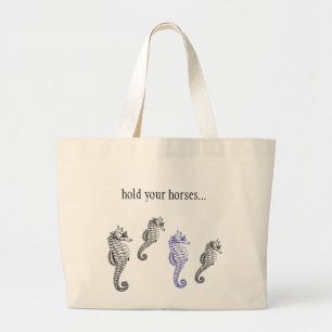 Grand Tote Bag Tenez votre éléphant fourre-tout de chevaux