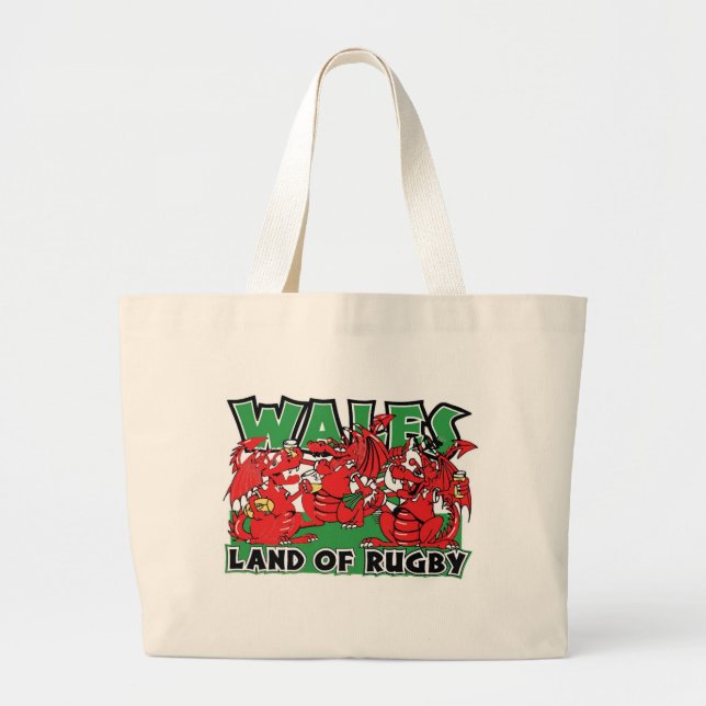 Grand Tote Bag Terre du Pays de Galles de rugby (Devant)