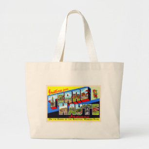 Grand Tote Bag Terre Haute Indiana Vintage Grande Lettre Carte po