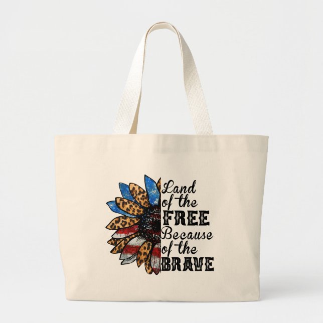 Grand Tote Bag Terre tournesol de libre à cause du courageux (Devant)