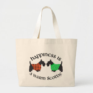 Grand Tote Bag Térriers Écossais Noirs Bonheur
