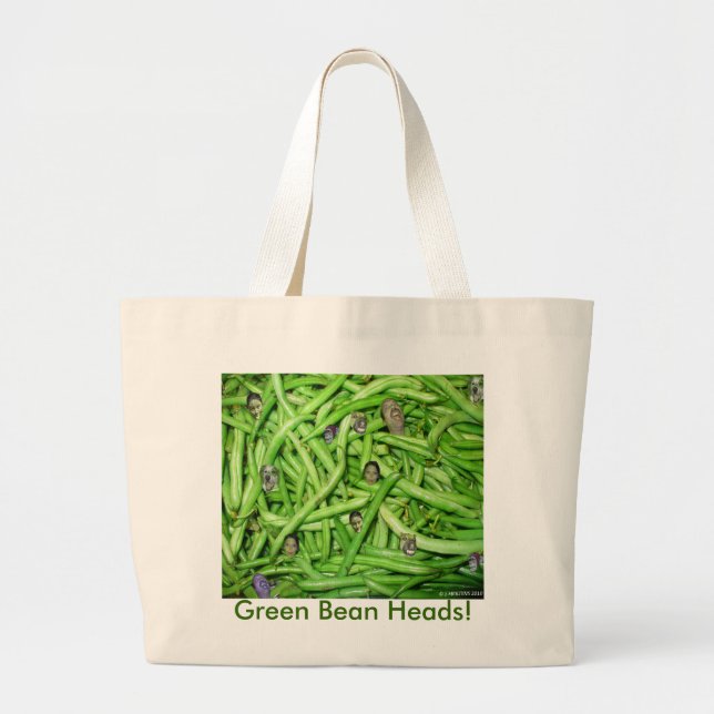 Grand Tote Bag Têtes de haricots verts ! (Devant)
