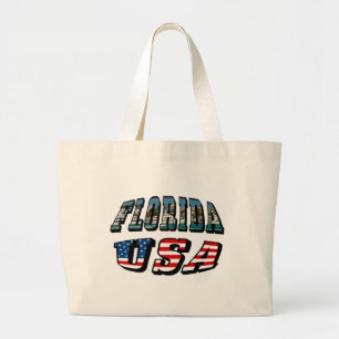 Grand Tote Bag Texte du drapeau de l'État de Floride et des États
