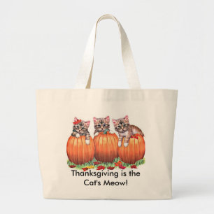 Grand Tote Bag Thanksgiving est le Meow du chat