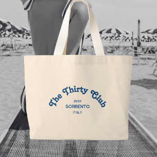 Grand Tote Bag The Thirty Club Rétro Bleu Crête Personnalisée