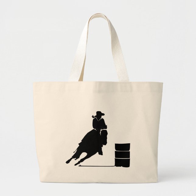 Grand Tote Bag Thème Rodéo Cowgirl Barrel Racine Silhouette (Devant)