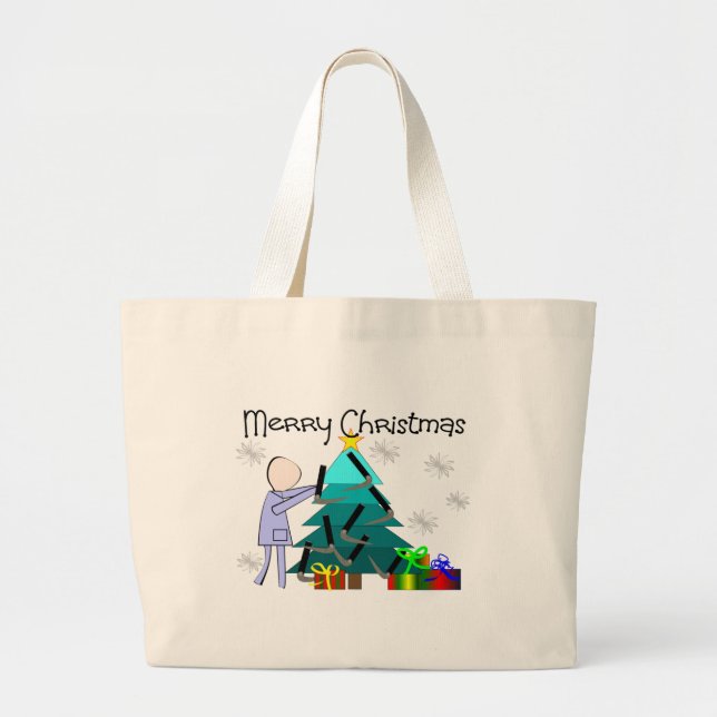 Grand Tote Bag Thérapeute respiratoire Cartes de Noël amusantes (Devant)