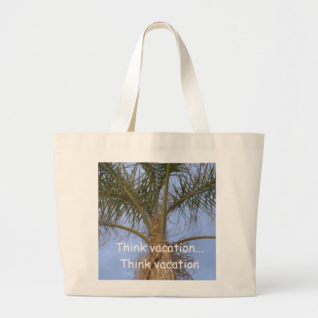 Grand Tote Bag Think Vacation Palm Tree (Devant)