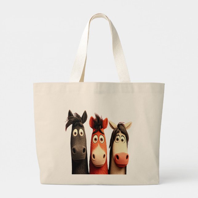 Grand Tote Bag Three Funny Horses (Dos)
