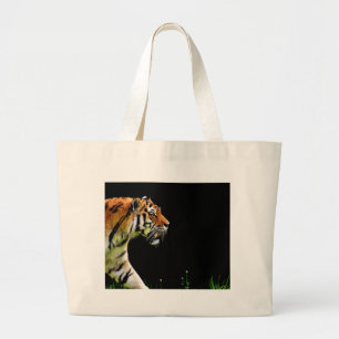 Grand Tote Bag Tigre approchant - Oeuvres d'art d'animaux sauvage