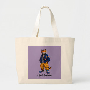 Grand Tote Bag Tigre Cool dans l'Art Streetwear - Tigre de Style