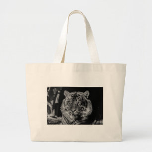 Grand Tote Bag Tigre noir et blanc