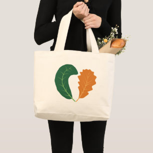 Grand Tote Bag Toile Moderne Terroir Cœur Feuilles