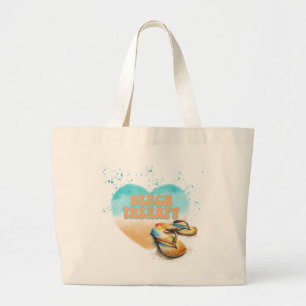 Grand Tote Bag Tongs de thérapie de plage dans le sable