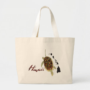 Grand Tote Bag Tortue de mer verte d'Hawaï