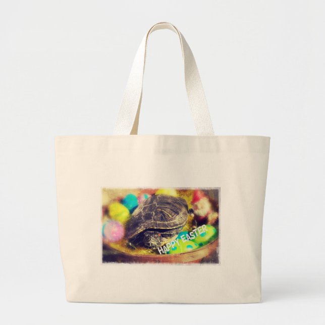 Grand Tote Bag Tortue de Pâques (Devant)