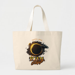 Grand Tote Bag Total Éclipse solaire 8 avril 2024 Commémoratif