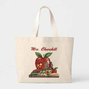 Grand Tote Bag Totes pour enseignants - Ver de livre - SRF