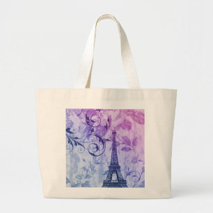 Grand Tote Bag Tour Eiffel pourpre chic assez girly de Paris de