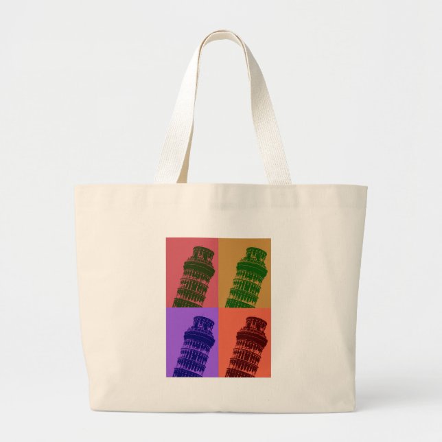 Grand Tote Bag Tour penchée de Pise Pop Art (Devant)