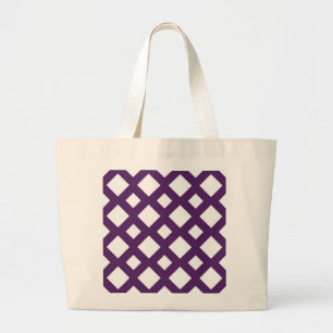 Grand Tote Bag treillis pourpre sur blanc