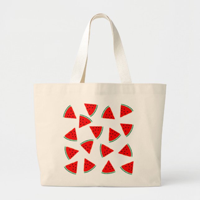 Grand Tote Bag Triangles Motifs de pastèque (Devant)