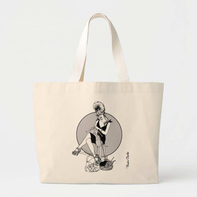 Grand Tote Bag Tricot de fille de maille (Devant)