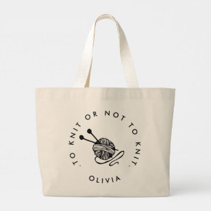 Grand Tote Bag Tricot drôle à Knit ou pas à Knit Personnalisé
