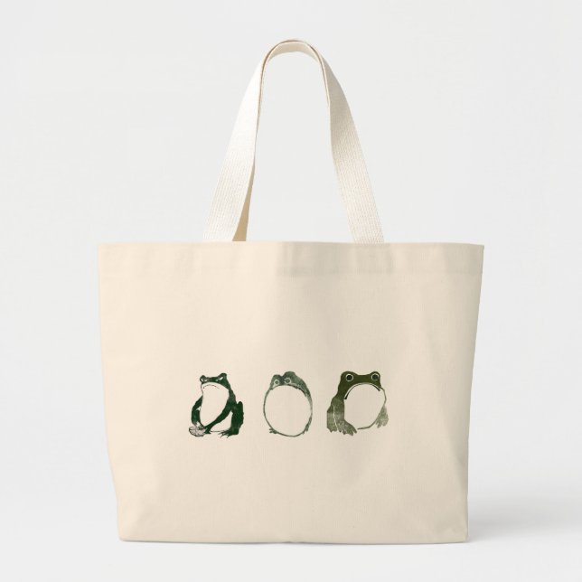 Grand Tote Bag Trio de grenouilles japonaises grumeuses crapauds  (Devant)