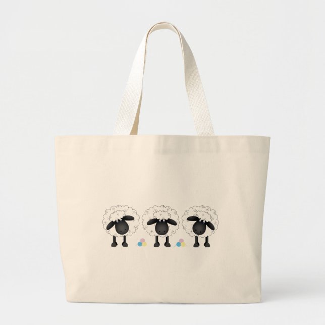 Grand Tote Bag Trio des moutons (Devant)
