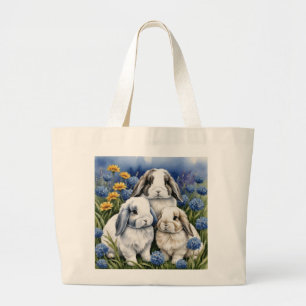 Grand Tote Bag Trois petits lapins de lop
