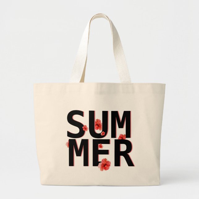 Grand Tote Bag Tropical Summer Hibiscus (Devant)