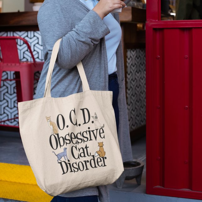 Grand Tote Bag Trouble de chat obsessionnel (Créateur téléchargé)
