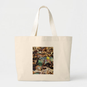 Grand Tote Bag Truite jaune et prune Lily et Coquille d'escargot