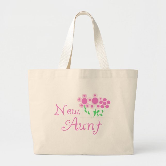 Grand Tote Bag Tshirts et cadeaux de la nouvelle tante rose Fleur (Devant)