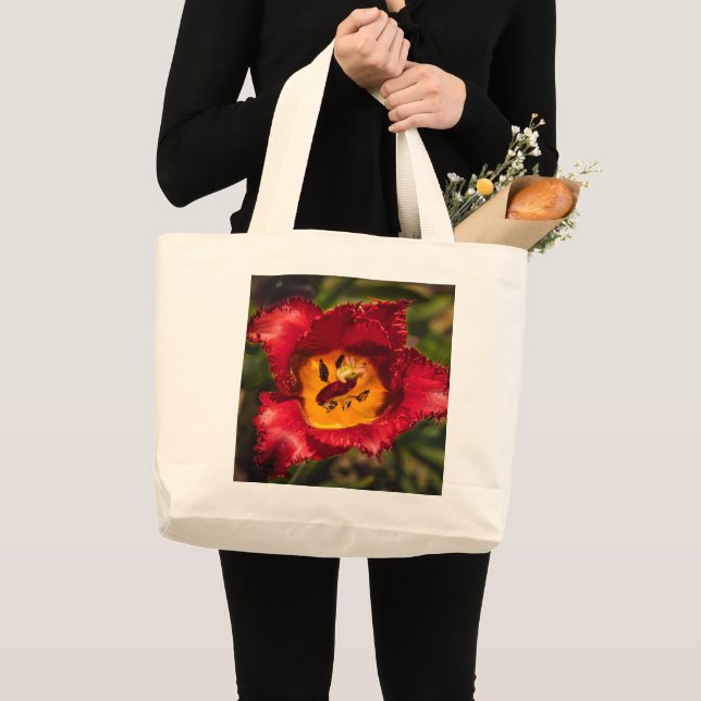 Grand Tote Bag Tuliforme rouge (Devant (produit))